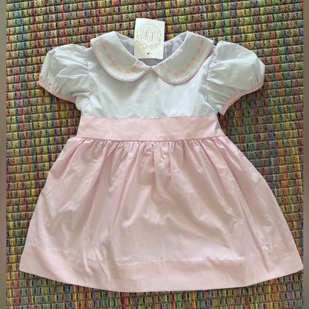 The Beaufort Bonnet Company White and Light Pink Polly Play Dress
